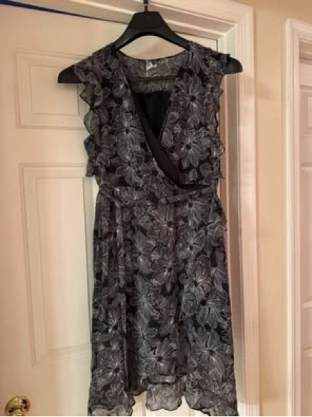 a new day Black and Gray Floral Ruffled Midi Dress